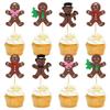 Cyodoos 24PCS Christmas Gingerbread Man Cupcake Toppers Picks Xmas Holiday Cupcake Picks Merry Christmas Theme Holiday Baby Shower Birthday Party Cake Decorations Supplies view 1