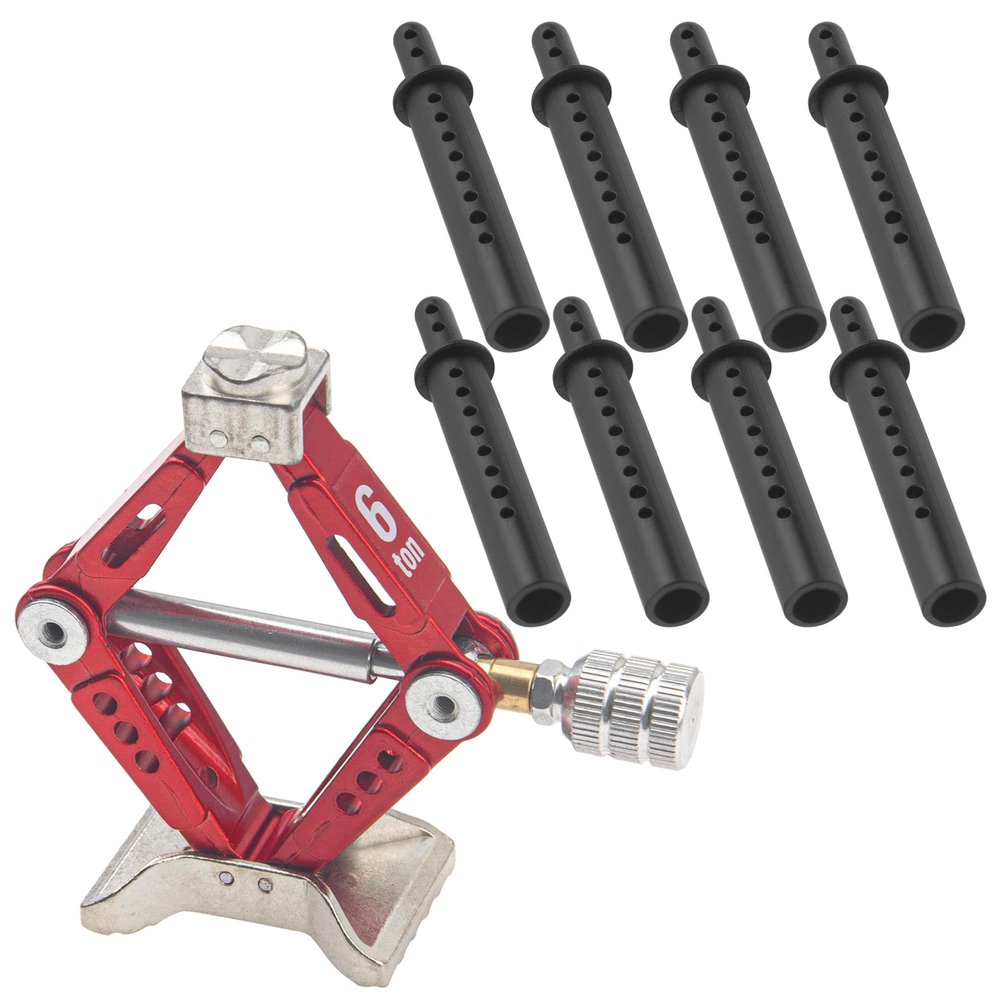 1/10 RC Scale Jack Height Stands Adjustable Simulation Jack Tool & Plastic RC Body Post Extension Holder Mounts