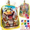 RaboSky 4-in-1 Dinosaur Bean Bag Toss Game for Kids Ages 3-5 4-8, Big Birthday Party Gifts & Fun Outdoor Activities for Boys, Toddlers with 6 Fruit Beanbags, 6 Rings, 6 Sticky Balls & 2 Axes view 1