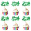 24 Pack Christmas Cupcake Toppers - Merry Christmas & Holiday Cupcake Picks - Boy Girl Baby Shower Birthday Party Cake Decorations - Green view 1