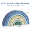 Asweets Wooden Stackable Rainbow Toy, 8 PCS Wooden Building Blocks Set for 1 2 3 Baby, Kids and Toddlers, Montessori Rainbow Nesting Puzzle, Best for 18M+, Cognitive Development (Blue) view 2