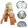Asweets Wooden Stackable Rainbow Toy, 8 PCS Wooden Building Blocks Set for 1 2 3 Baby, Kids and Toddlers, Montessori Rainbow Nesting Puzzle, Best for 18M+, Cognitive Development (Blue) view 4