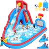 AKEYDIY Bounce House Water Slide Park for Kids 3-10 Backyard, Water Slide W/ 470W Blower, Water Bounce House W/Pool, Long Slide, Pool, Climbing Wall, Tunnel, Pouring Basin, Hoop, Water Cannon view 1