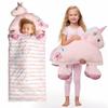 SHALALA NEW YORK Toddler Nap Mat with Pillow & Blanket for Girls, Sleeping Bag Nap Mat, Pink Horse Soft Plush Slumber Bag for Girls 64" x 26" view 1