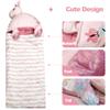 SHALALA NEW YORK Toddler Nap Mat with Pillow & Blanket for Girls, Sleeping Bag Nap Mat, Pink Horse Soft Plush Slumber Bag for Girls 64" x 26" view 2