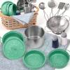 Veitch fairytales Kids Play Kitchen Toy Accessories Set Toddler Cooking Playset Colorful Stainless Steel Pots and Pans Birthday Gifts for 3+ Girls Boys (New Green) view 1