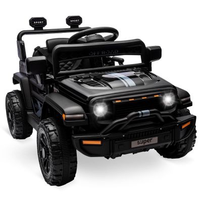 Ride On Truck for Kids, 12V Battery Powered Toy Car with Remote Control, Spring Suspension, LED Headlight and Music, Dual 25W Toddler Electric Vehicles for Girls Boys 3-5, Black