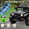 Ride On Truck for Kids, 12V Battery Powered Toy Car with Remote Control, Spring Suspension, LED Headlight and Music, Dual 25W Toddler Electric Vehicles for Girls Boys 3-5, Black view 3