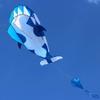 3D Kite Large Blue Dolphin Beach Kites with Huge Frameless Soft Parafoil Gift for Kids Family (Blue and White view 1