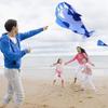 3D Kite Large Blue Dolphin Beach Kites with Huge Frameless Soft Parafoil Gift for Kids Family (Blue and White view 2