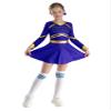 Aislor Kids Girls Halloween Cosplay Party Cheer Leader Costume Long Sleeve Cheerleading Uniform Dance Dress Dancewear Blue 10 Years view 1