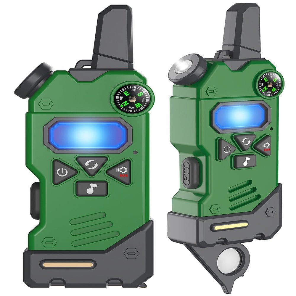 Walkie Talkies for Kids,5 Colourful Channels 2 Way Radio,Compass Flashlight and Magnifying Glass,3 Miles Long Range for Adventure Game,Outside, Camping, Hiking,Toys for 3-12 Year Old Boys Girls