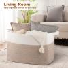 OIASKET XXXL Supre Large Blanket Basket for Clothes, Towels, Pillows, 108L Cotton Rope Storage Basket for Living Room, Woven Toy Storage for Kids, 25" x 16" x 16", Brown and White view 2