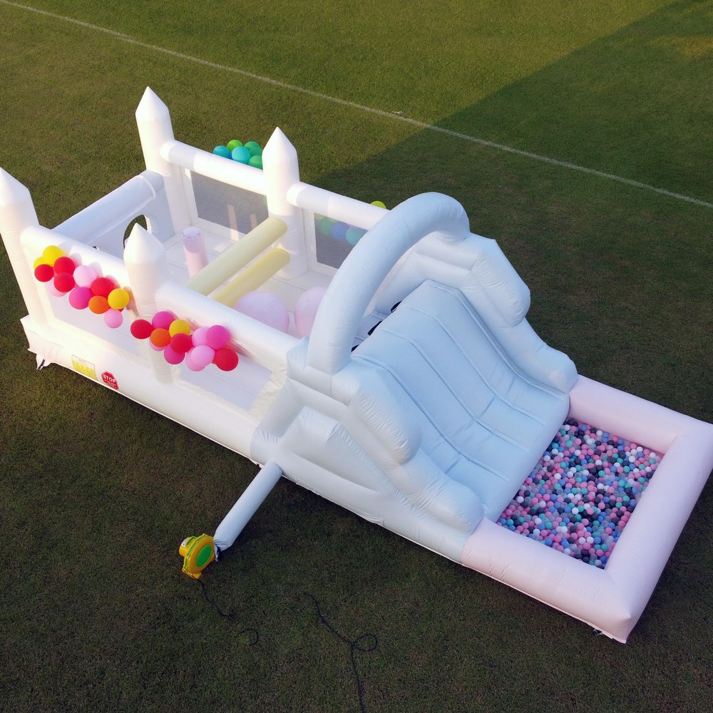 24FT Inflatable Obstacle Course Bounce House for Kids Adults,PVC Commercial Bounce House with Slide Macaron,Wet&Dry Large Pool,2 Funny Tunnel,Climbing,1100w Blower,Large Bounce House for Big Kids 5-12