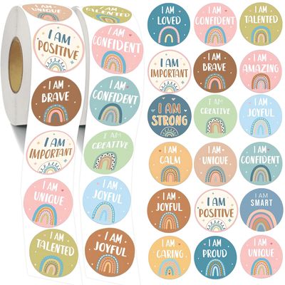 1000Pcs Boho Motivational Growth Mindset Stickers Positive Affirmation Stickers Inspirational Quote Stickers Vinyl Waterproof Rainbow Positive Decals for Water Bottles Planner Calendar Scrapbook