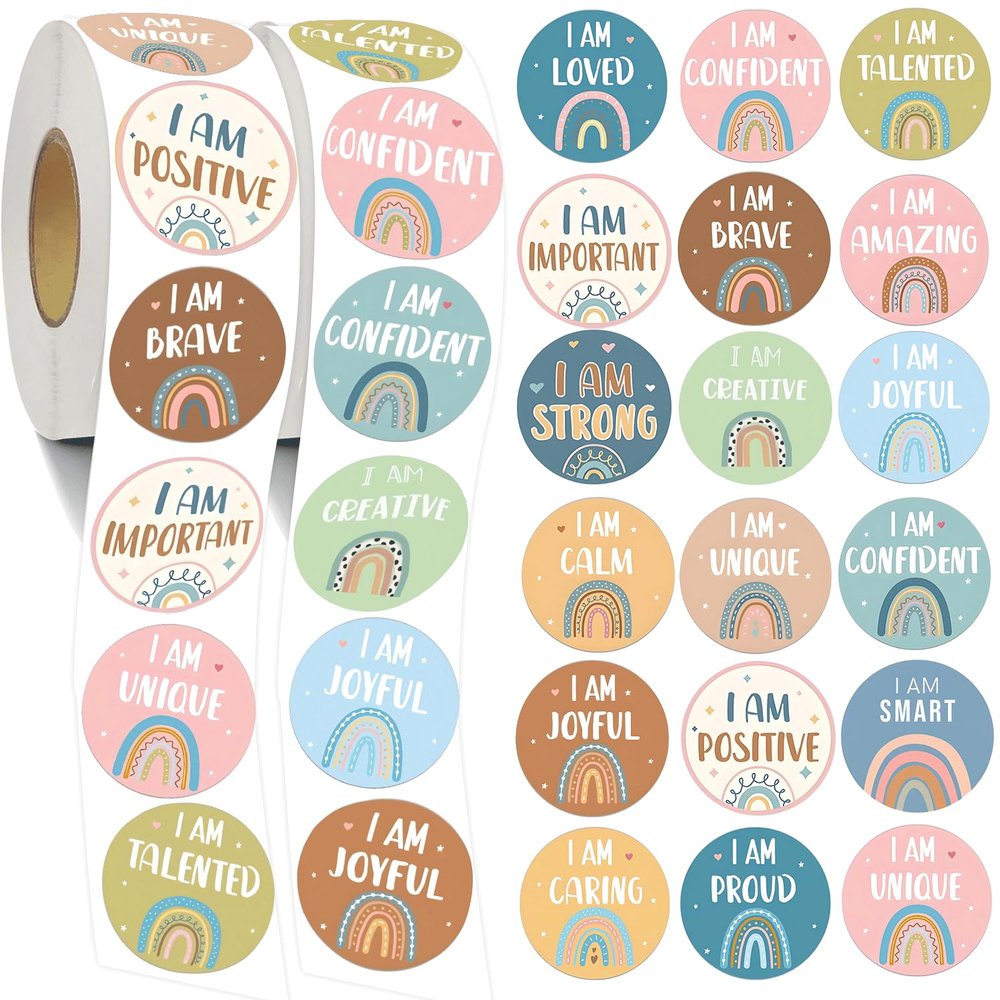 1000Pcs Boho Motivational Growth Mindset Stickers Positive Affirmation Stickers Inspirational Quote Stickers Vinyl Waterproof Rainbow Positive Decals for Water Bottles Planner Calendar Scrapbook
