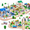 172Pcs Wooden Train Set for Toddlers, Wooden Train Track - Expandable and Changeable, Safe Educational Train Toys Gift for Boys & Girls Kids Ages 3-5 4-8, Compatible with All Major Brands view 1