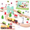 47Pcs Wooden Train Set for Toddlers, Wooden Train Track - Expandable and Changeable, Safe Educational Train Toys Gift for Boys & Girls Kids Ages 3-5 4-8, Compatible with All Major Brands view 1
