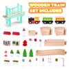 47Pcs Wooden Train Set for Toddlers, Wooden Train Track - Expandable and Changeable, Safe Educational Train Toys Gift for Boys & Girls Kids Ages 3-5 4-8, Compatible with All Major Brands view 2