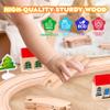 47Pcs Wooden Train Set for Toddlers, Wooden Train Track - Expandable and Changeable, Safe Educational Train Toys Gift for Boys & Girls Kids Ages 3-5 4-8, Compatible with All Major Brands view 4