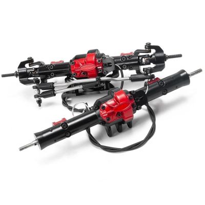 VBCERSDZ RC Vehicle Axles Compatible with D90 1:10 Scale RC Rock Crawler Car Model Accessories Parts Aluminium Alloy Front/Rear Axle with Differential Lock(1Set)