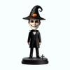 Halloween Bobble Head Skeleton in Suit with Witch Hat and Pumpkin 6inches Toy for Private Collectibles Sculpture Handmade Clay Figurine view 1