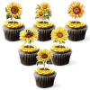 18pcs Sunflower Cupcake Toppers Glitter Flower Cake Decorations Sunflower Theme BaBy Shower Kids Birthday Party Supplies view 1