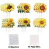 18pcs Sunflower Cupcake Toppers Glitter Flower Cake Decorations Sunflower Theme BaBy Shower Kids Birthday Party Supplies view 2