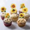 18pcs Sunflower Cupcake Toppers Glitter Flower Cake Decorations Sunflower Theme BaBy Shower Kids Birthday Party Supplies view 4
