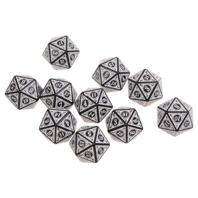 10Pcs Table Game Dice D20 Polyhedral Dice Acrylic Game Dice Party Favor Board Game Lovers Dice Kit