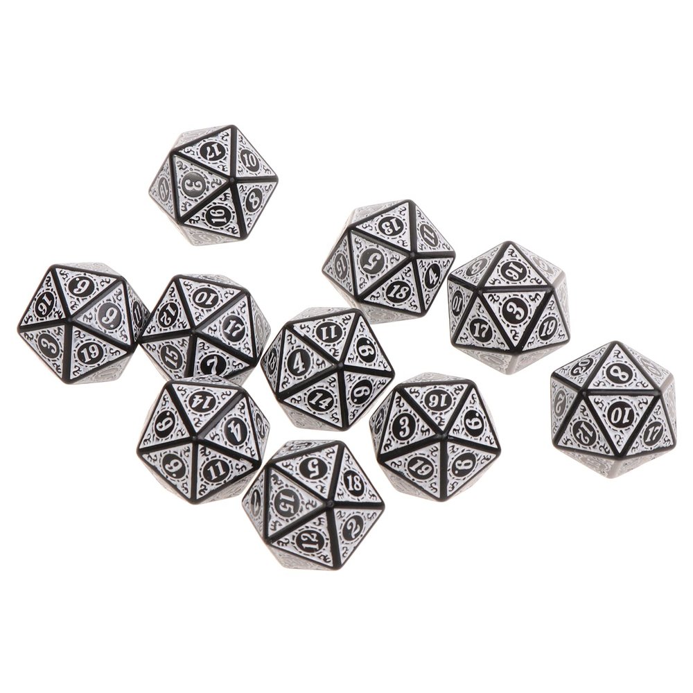 10Pcs Table Game Dice D20 Polyhedral Dice Acrylic Game Dice Party Favor Board Game Lovers Dice Kit