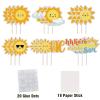 18 Pcs Here Comes the Son Cupcake Toppers Glitter Sun Cupcake Topper Smiley Sunshine Sun Cake Decoration for Baby Shower Birthday Wedding Party Decorations view 2