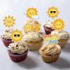 18 Pcs Here Comes the Son Cupcake Toppers Glitter Sun Cupcake Topper Smiley Sunshine Sun Cake Decoration for Baby Shower Birthday Wedding Party Decorations view 4