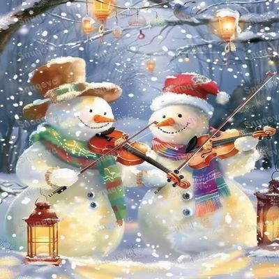 Violin Playing Snowman Rounded Corner Wooden Puzzles - 1000 Piece Puzzles for Adults & Elderly - Modern Home Decor - Wall Art- Unique Gifts - Great Gifts for Puzzles Lovers (30x20inch)