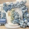108Pcs Dusty Blue Double Stuffed Balloons Different Size, 18/12/10/5 inch Matte Grey Blue Balloons Garland Arch kit for Birthday Gender Reveal Neutral Baby Shower Party view 4