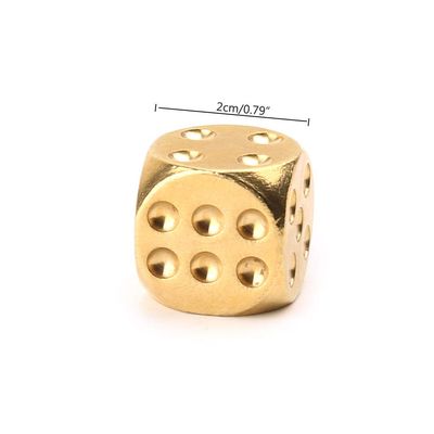 1Pc Brass Dice Standard Six Sided Rounded Corners Dice 20mm 0.78In Funny Decider Board Game Accessories Party Game Props