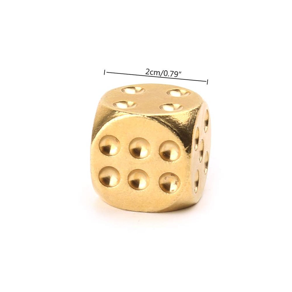 1Pc Brass Dice Standard Six Sided Rounded Corners Dice 20mm 0.78In Funny Decider Board Game Accessories Party Game Props