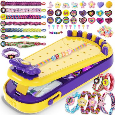 2-in-1 Friendship Bracelet Making Kits: DIY Art and Crafts Jewelry String Braiding Set Toys with Storage Box for Kids - Birthday Christmas Gifts for Girls Age 6 7 8 9 10 11 12 Year Old - Yellow