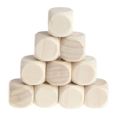 10 Pcs Blank Wooden Dice Unfinished Square Blocks 6 Sided Wood Cubes with Rounded Corners for DIY Craft Projects