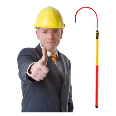 Lightweight Anti-Electrocution Rescue Hook with Telescopic Pole, 6.5/9.8Ft High Voltage Insulated Rescue Hook for Fire Electrician for Firefighter Electrician Electric Worker(2m/6.5ft -2 Sections)
