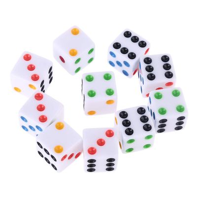 10pcs/Set D6 Six Sided Spot Dice Polyhedral Dice Sets Square Opaque 15mm Dices Role Playing Game for Bar Club Party