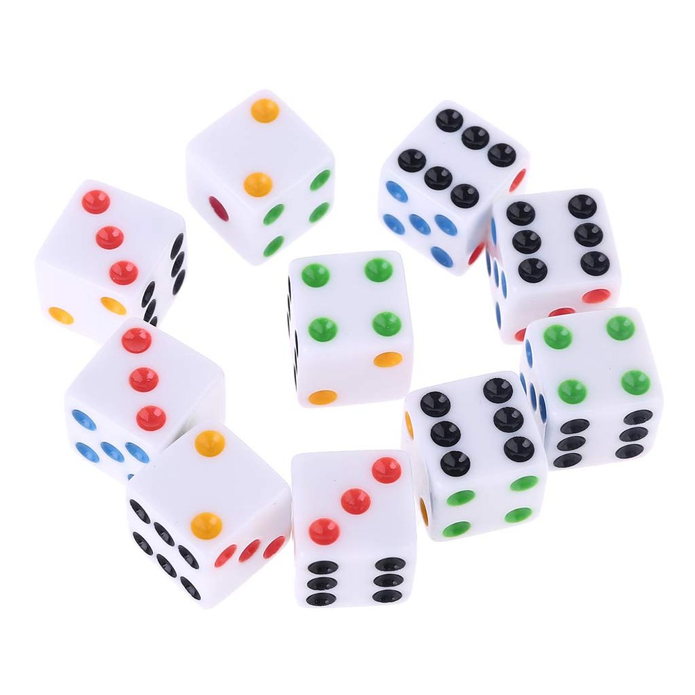 10pcs/Set D6 Six Sided Spot Dice Polyhedral Dice Sets Square Opaque 15mm Dices Role Playing Game for Bar Club Party