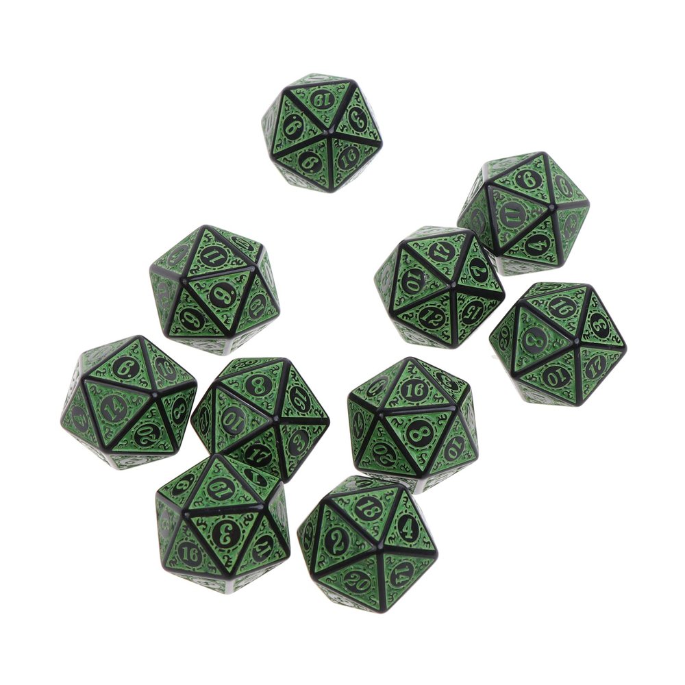 10Pcs Table Game Dice D20 Polyhedral Dice Acrylic Game Dice Party Favor Board Game Lovers Dice Kit