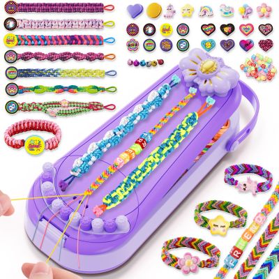 2-in-1 Friendship Bracelet Making Kits: DIY Art and Crafts Jewelry String Braiding Set Toys with Storage Box for Kids - Birthday Christmas Gifts for Girls Age 6 7 8 9 10 11 12 Year Old - Purple