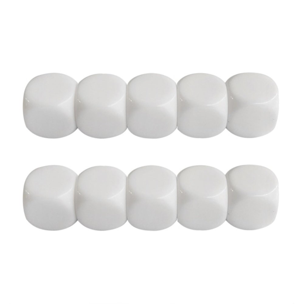 10Pcs Blank White Dice Cubes Six Sided Dice with Rounded Corner 16MM Acrylic Dice for Classroom Board Games, DIY Sticker
