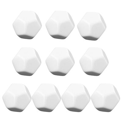 10Pcs D12 22mm Blank White Color Dice 12 Sided Can Be Written by Marker Pen for Board Games Accessories