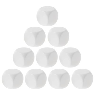 10Pcs/Pack Acrylic White Blank Dices Teaching Props Game Accessories Mathematical Tools Round Corner Dices