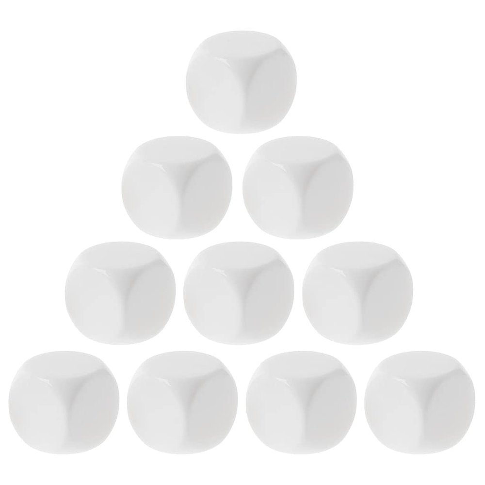 10Pcs/Pack Acrylic White Blank Dices Teaching Props Game Accessories Mathematical Tools Round Corner Dices