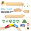 MUYUTOY Wooden Train Track 30Pcs, Wood Train Tracks Expansion Accessories Expansion Pack fits Melissa and Doug, Brio, Thomas, Montessori Toys, Birthday Gift for Boys Girls Toddler Kids view 3