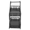 1/12 Miniature Dollhouse Metal Flower Cart Exquisite Detail Crafted Ornament Accessory for Miniatures Enthusiasts (Black) view 3